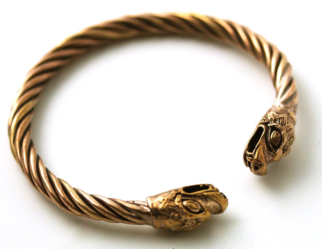 Viking Fenrir Wolf Head Twisted Cable Bangle Cuff Bracelet - Norse Pagan Jewelry for Men & Women - Perfect for LARP, Cosplay, and Viking Theme Events
