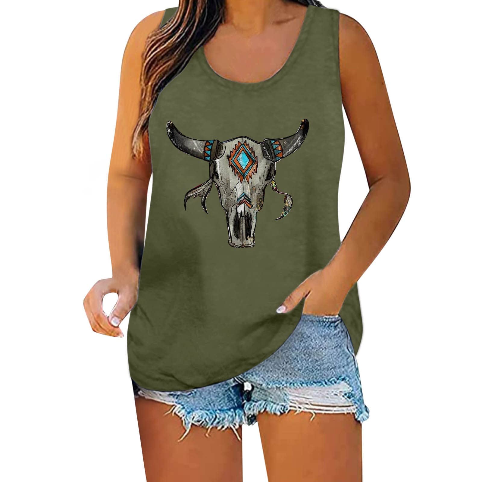 Women's Independence Day Print Tank Top - Casual Sleeveless Muscle Tee for Summer | Patriotic Holiday Outfit, Beachwear & Festival Fashion