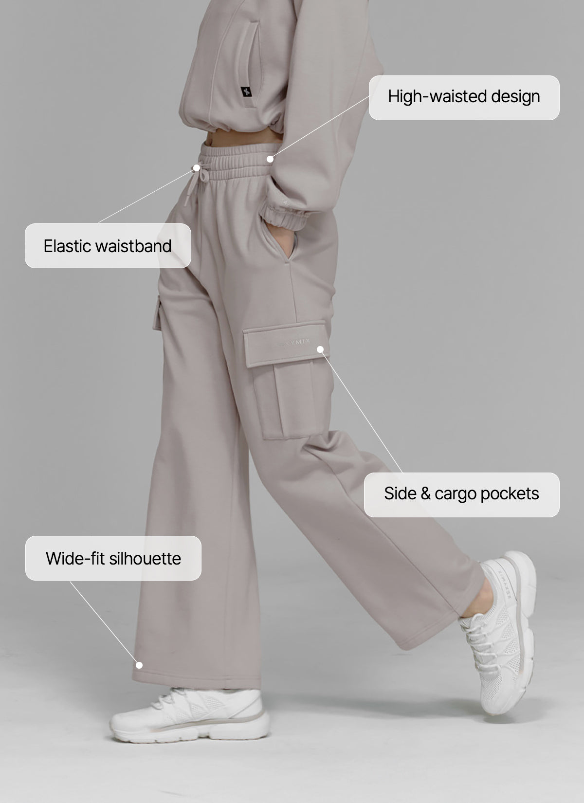 Soft Cotton Fluffy Cargo Wide Leg Pants for Women - Comfortable Loose Fit High Waist Trousers for Casual Wear, Street Style, and Travel Outfits