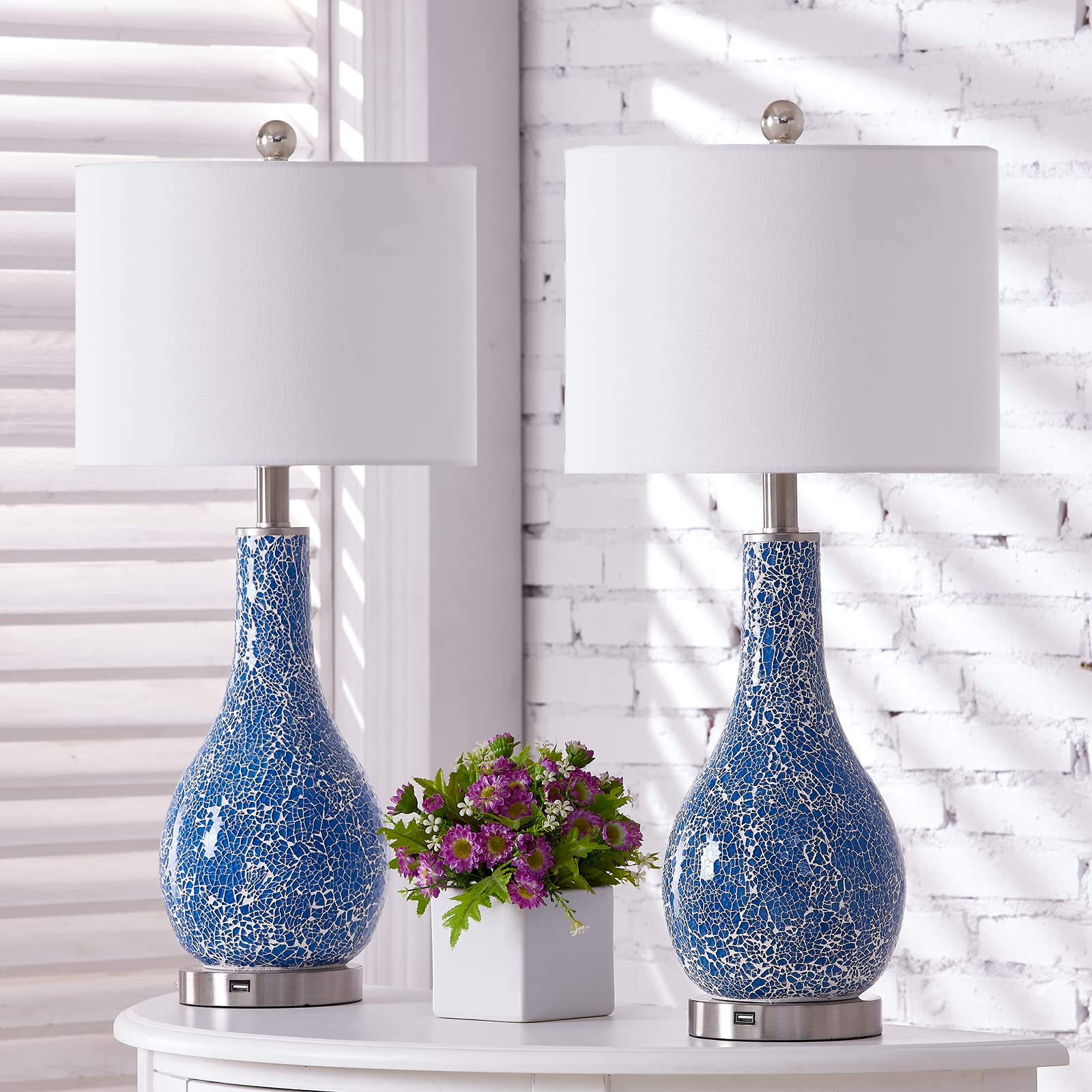 Maxax Mosaic Coastal Table Lamps Set of 2 - 25