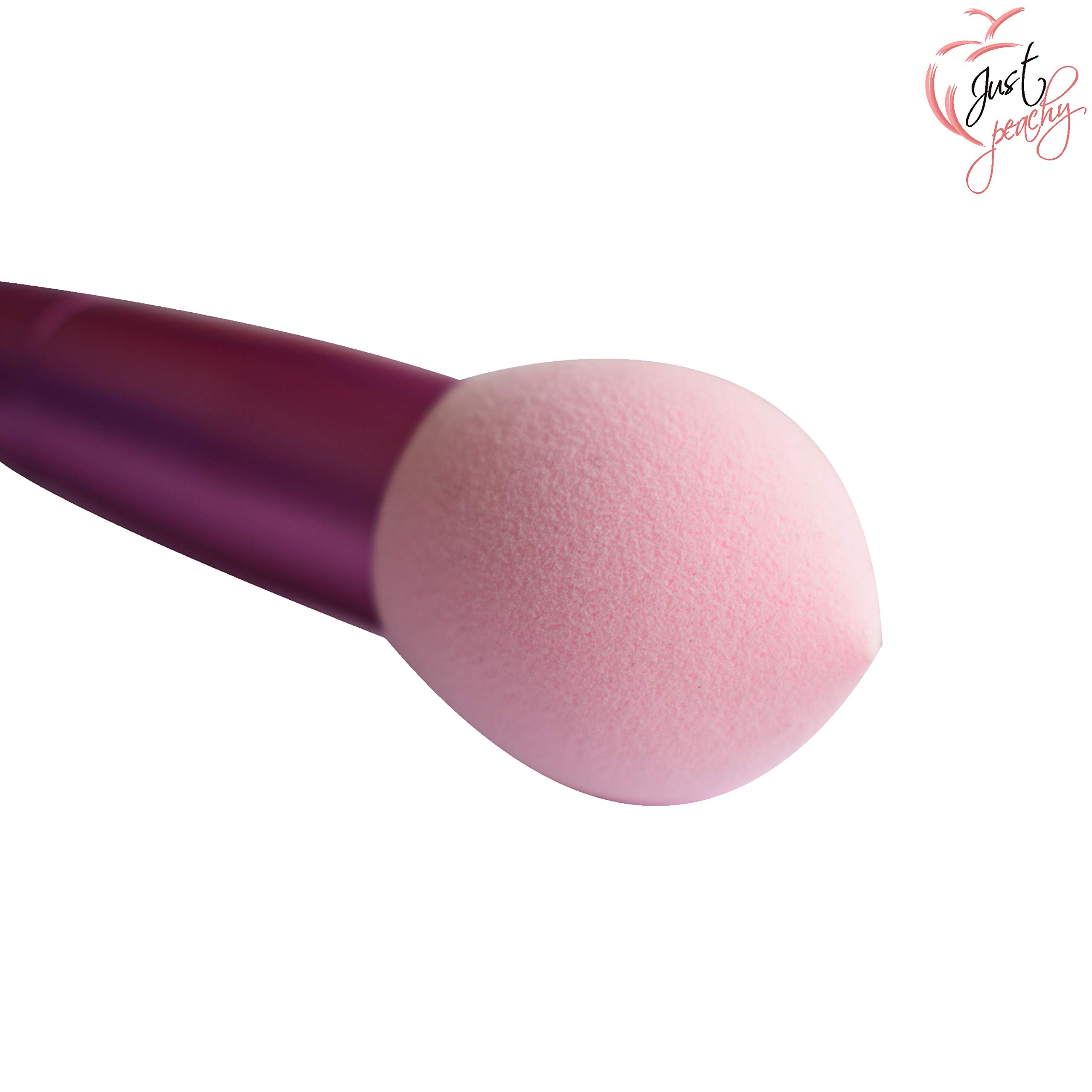 Just Peachy Foundation Concealer Beauty Blender Brush with Handle - 17cm Baby Pink Makeup Sponge for Flawless Blending & Airbrush Finish | Perfect for Liquid, Cream & Powder Cosmetics