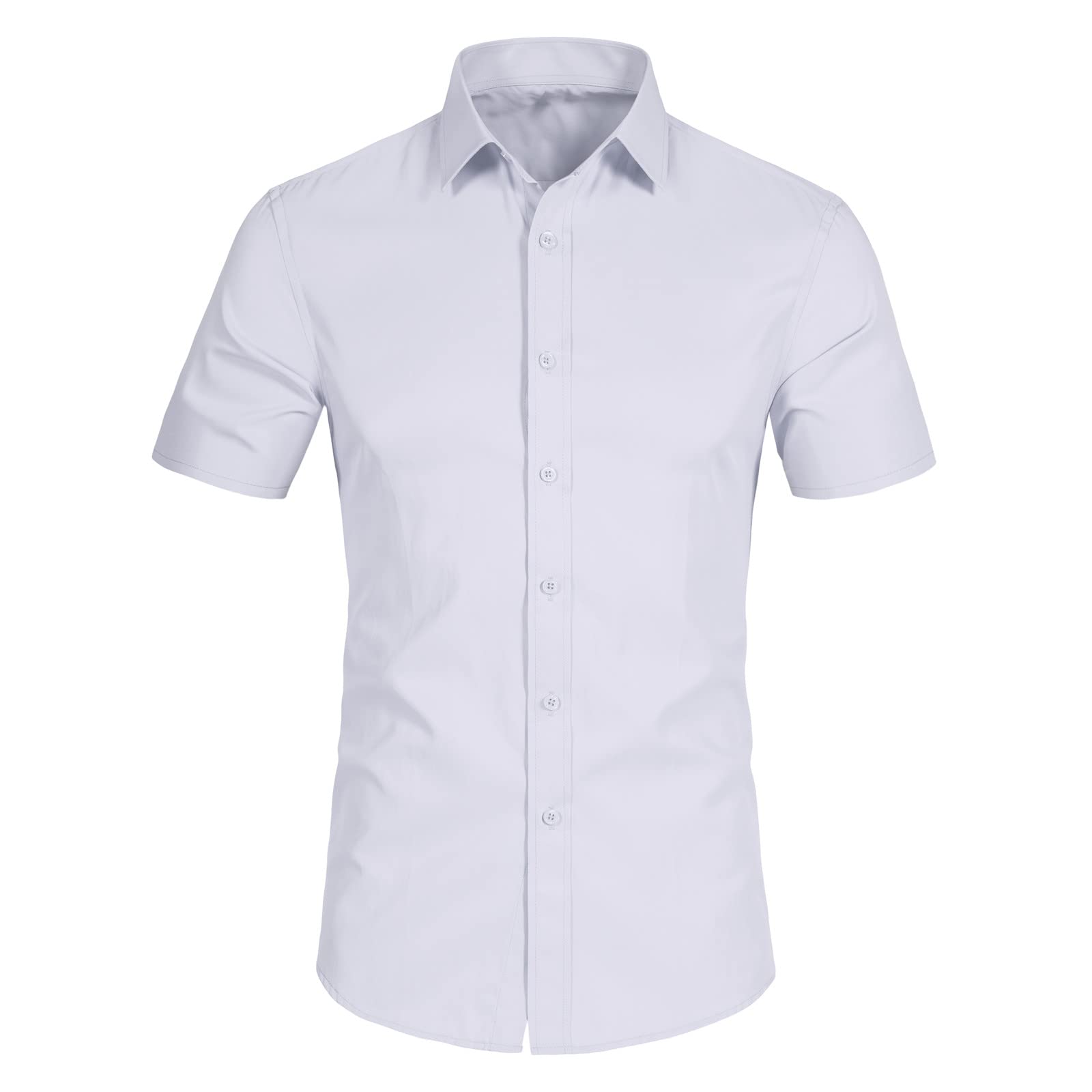 DELCARINO Men's Slim Fit Short Sleeve Dress Shirt - Casual & Business Button Down Shirt for Office, Party, and Summer Outings