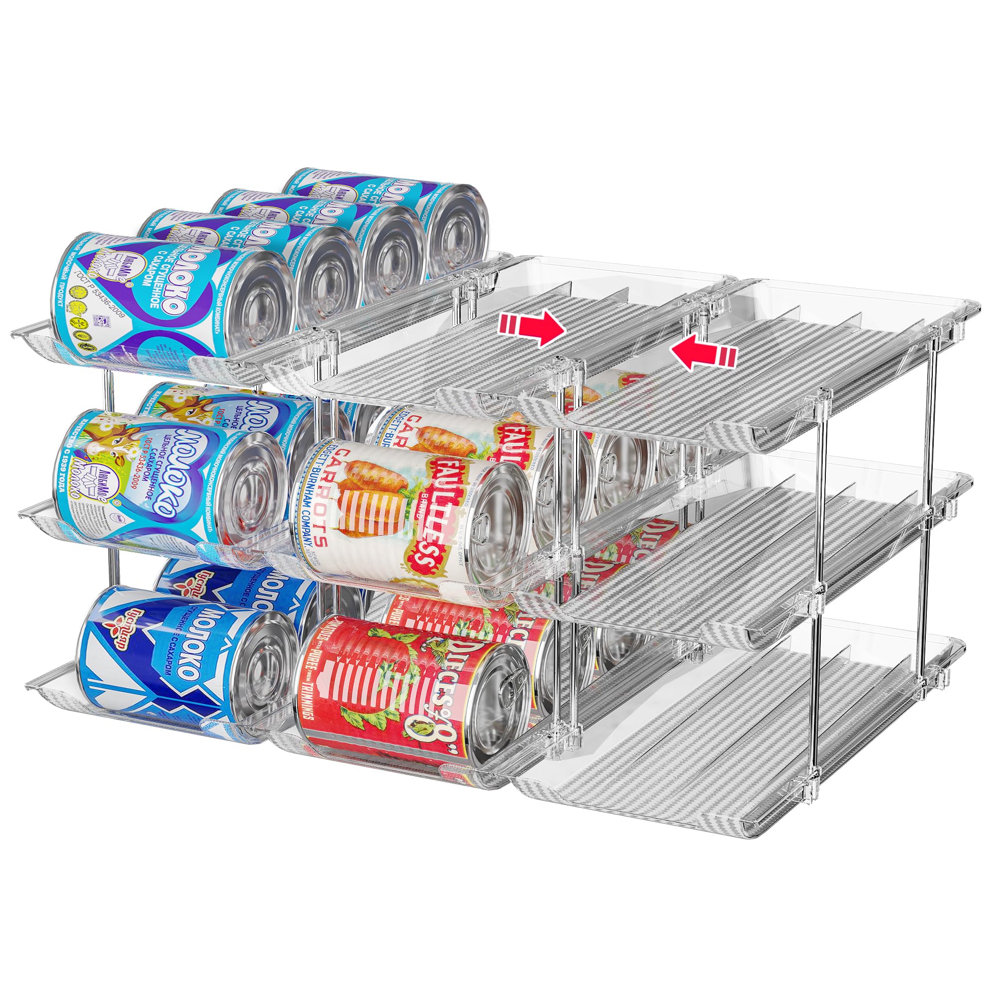 Clear Can Storage Organizer for Pantry - 9-Piece Canned Food Holder & Soup Can Dispenser with Goods Rack - Perfect for Kitchen, Pantry, and Grocery Store Organization