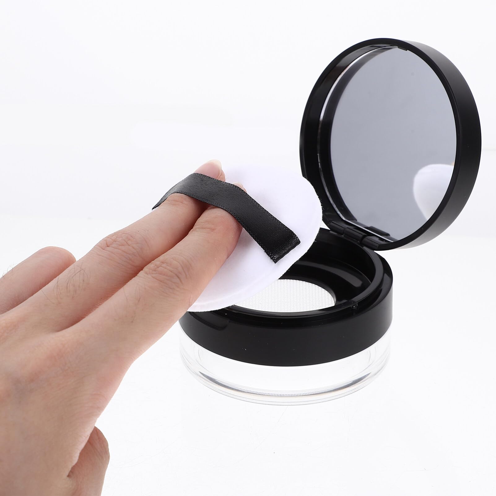 FOMIYES 2-Piece Loose Powder Containers with Puffs - Portable Makeup Powder Case for Home & Travel | Perfect for Touch-Ups On-The-Go & Compact Storage