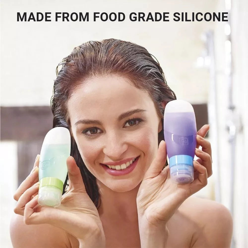 Go Travel Squeezy Bottles - Leak-Proof Silicone Travel Bottles for Toiletries | Perfect for Airplane Carry-On, Gym & Camping Trips
