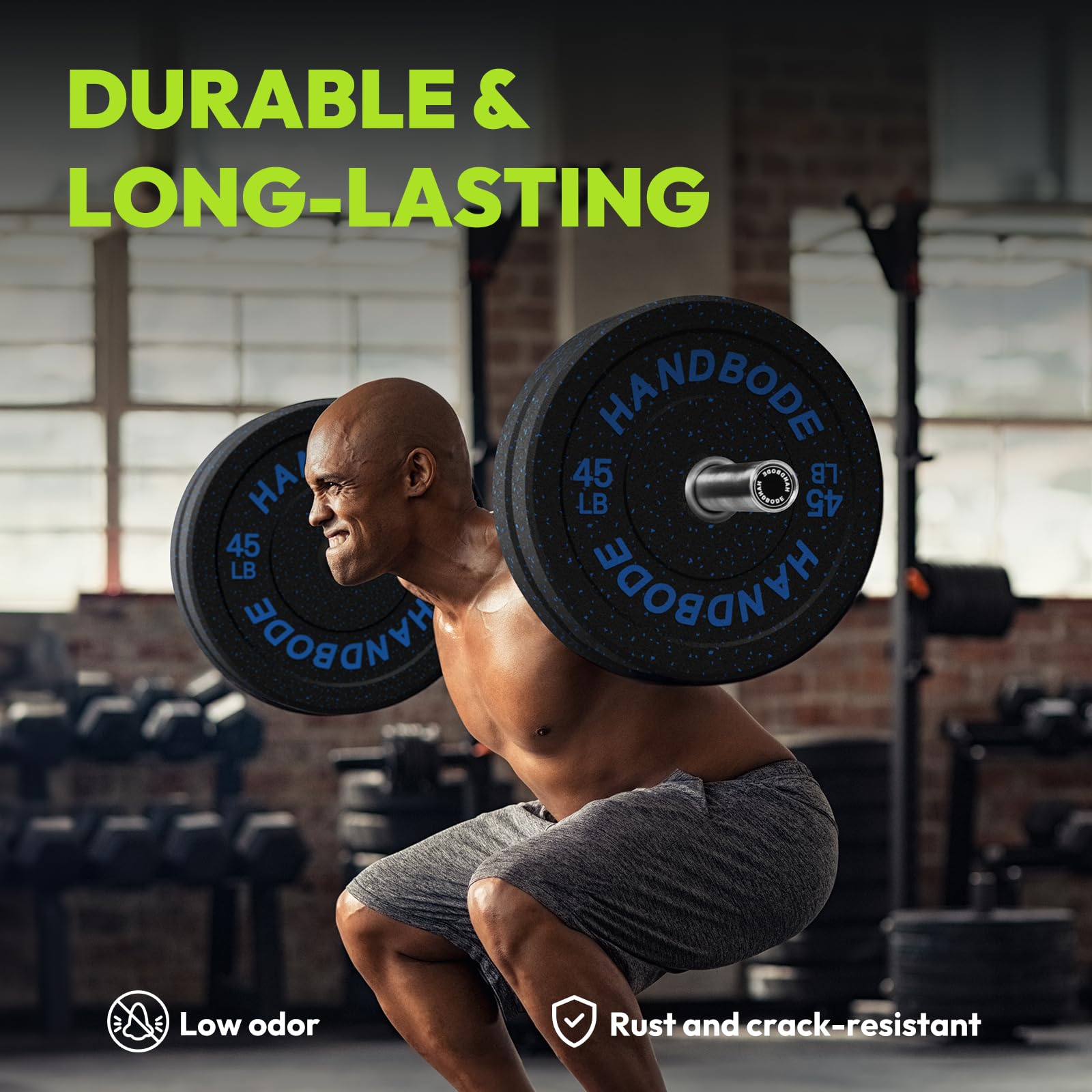 2-Inch Olympic Bumper Plates Set - High Bounce Rubber Weight Plates (45lb, 100lb, 160lb, 190lb, 260lb, 300lb) for Home Gym Strength Training - Perfect for CrossFit, Powerlifting & Weightlifting Workouts
