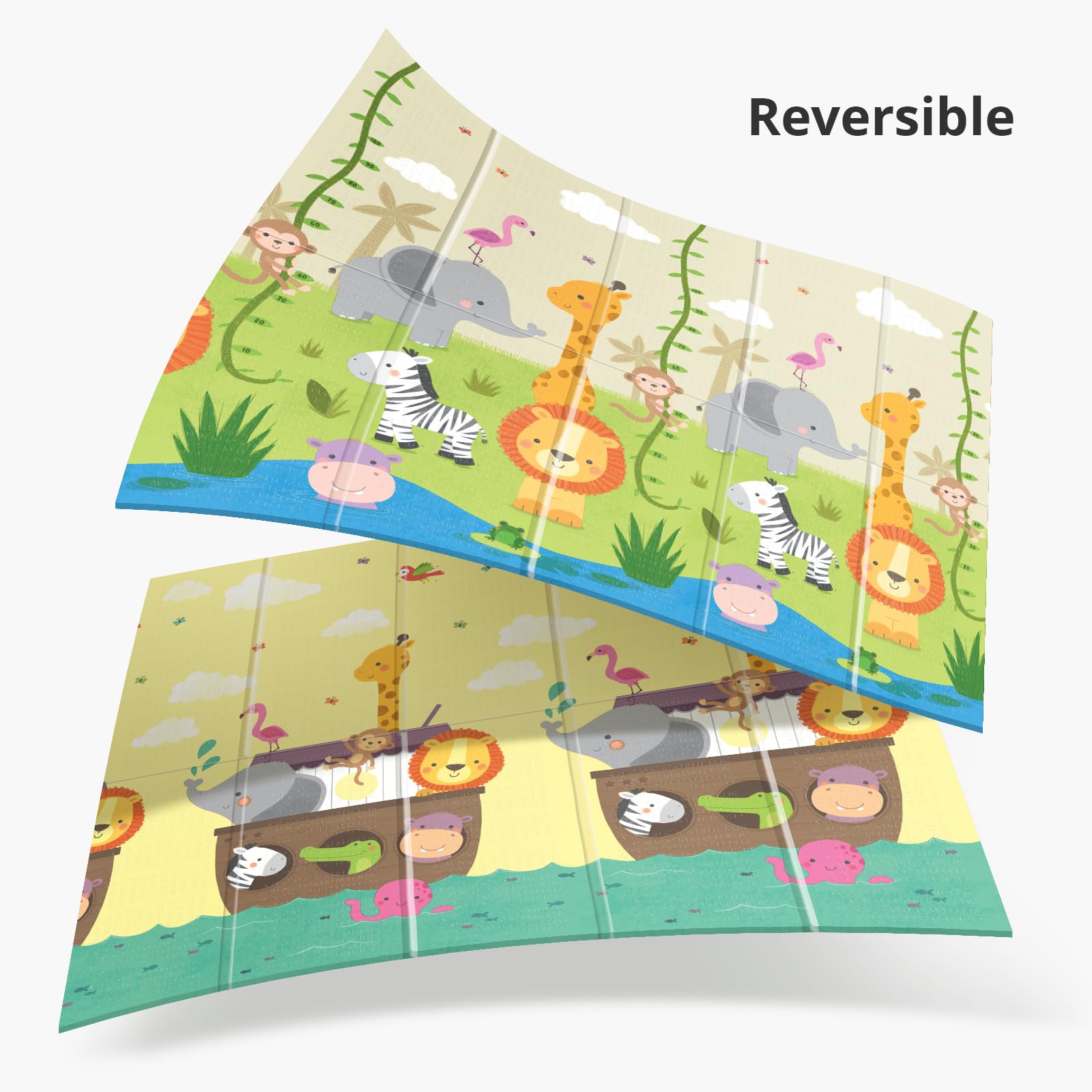 Non-Slip Baby Play Mat - 59x59 Inch Thick Foldable Crawling Mat for Infants & Toddlers - Perfect for Tummy Time & Learning Activities