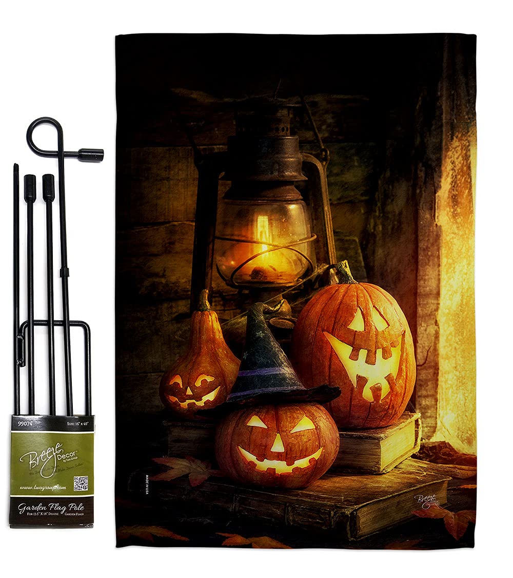 Halloween Garden Flag Set - Double-Sided Pumpkin & Witch Decor for Yard