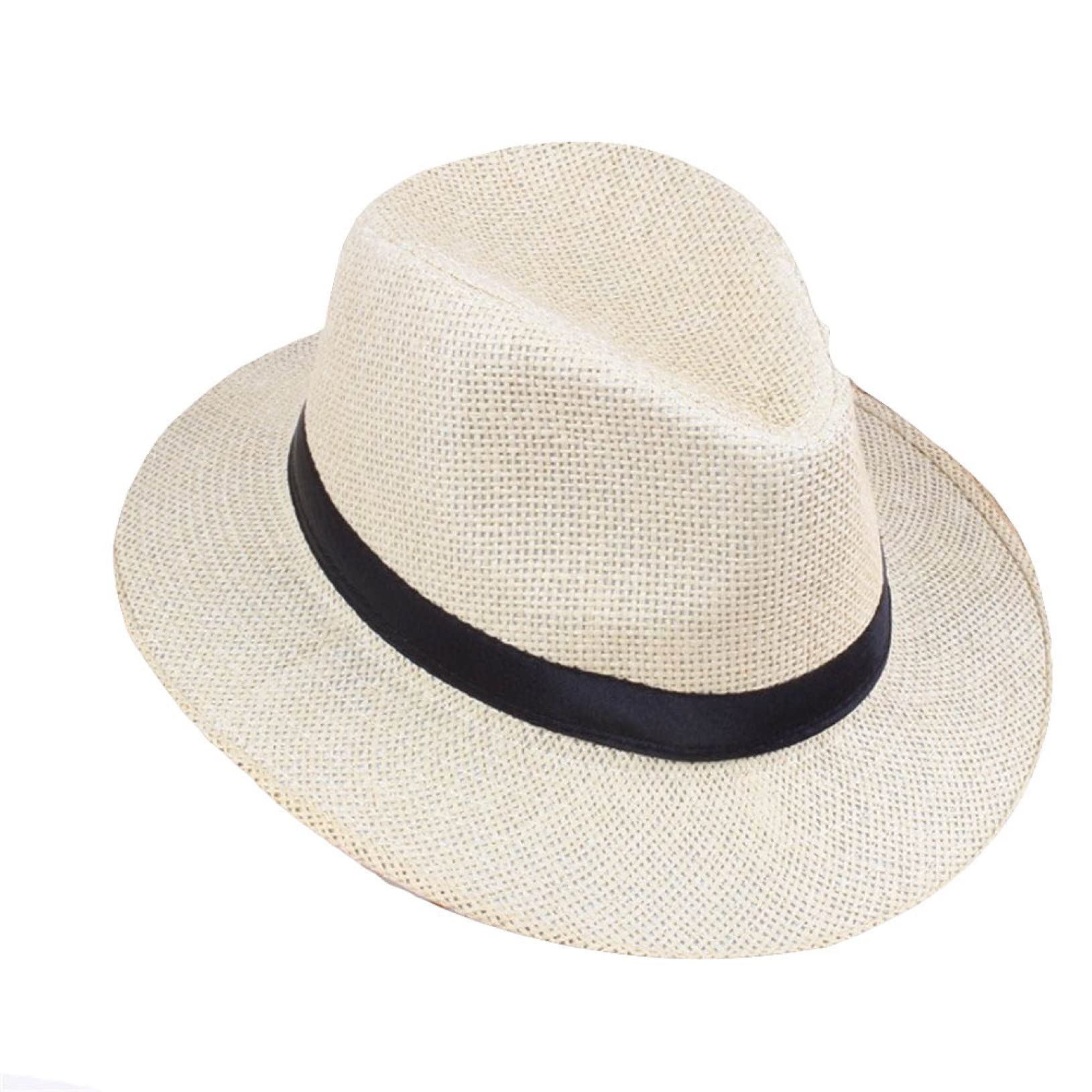 Stylish Wide Brim Straw Panama Hat for Men - Summer Beach Sun Hat with Black Ribbon - Perfect for Vacations, Outdoor Activities & Fashion Accessories