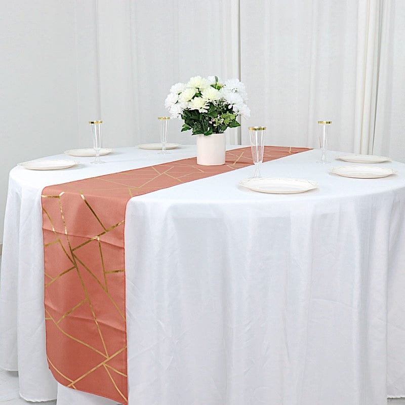 12x108 Inch Geometric Polyester Table Runner for Weddings, Banquets & Home Decor - Elegant Dining Table Cover for Parties, Events and Holiday Celebrations