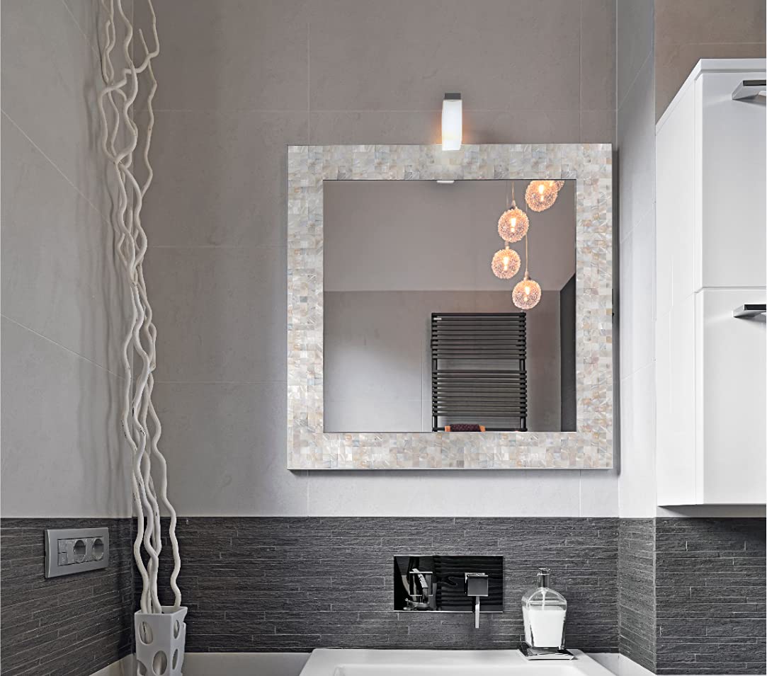 KASARO Peel and Stick Mother of Pearl Mosaic Tiles - Self Adhesive Backsplash for Kitchen, Bathroom, Bedroom Wall Decor - Natural Shell Design (10 Sheets) - Easy DIY Home Renovation & Waterproof Surface Upgrade