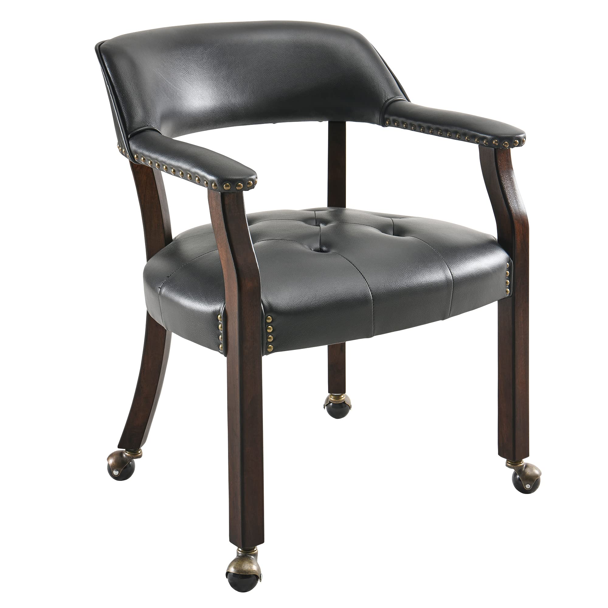 MODERION Large Dining Chairs with Solid Wood Legs - Executive Office Desk Chairs with Wheels & Classic Swivel Upholstered Accent Chairs, 31.5