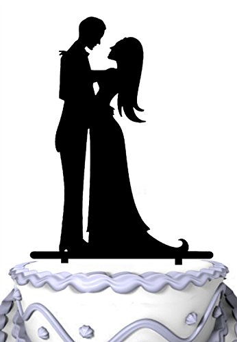 Elegant Wedding Cake Topper - Bride and Groom Hug Silhouette for Romantic Wedding Cakes | Perfect for Anniversary, Engagement & Bridal Shower Decorations