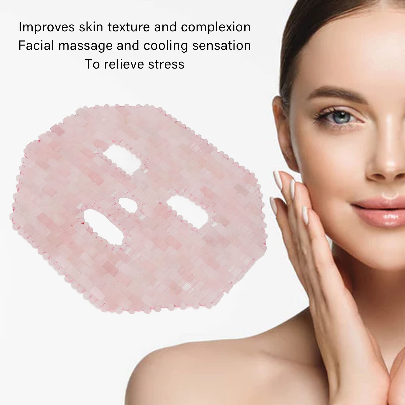 Rose Quartz Facial Mask - Jade Stone Eye Mask for Dark Circles, Spa & Sleep - Reusable Cooling Face Cover for Relaxation & Skincare (Perfect for Home Spa, Travel & Self-Care)
