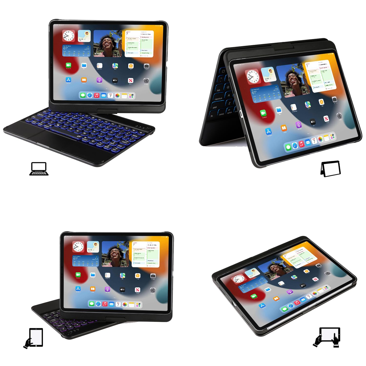 Premium Keyboard Case for iPad Air 11 inch M3 2025 & M2 2024 - Multi-Touch Backlit Keyboard with 360° Swivel Stand for iPad Pro 11-inch (4th/3rd/2nd/1st Gen) & iPad Air 5th/4th Gen 10.9 inch - Ultra Thin & Light Design for Work, Study & Travel