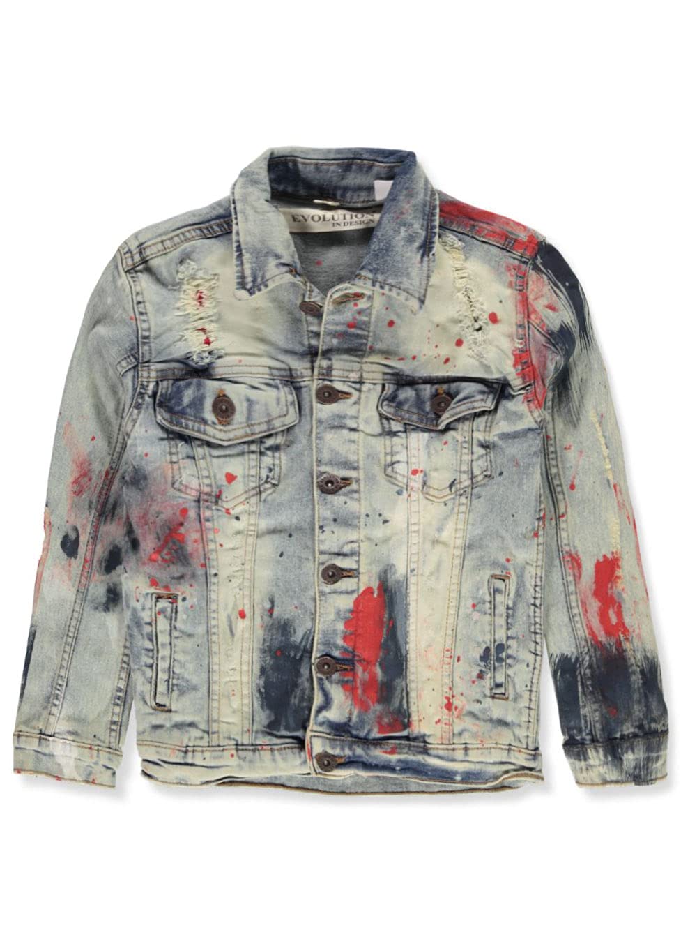 Trendy Boys' Denim Paint Splatter Jacket - Stylish & Durable for School, Playdates & Outdoor Adventures