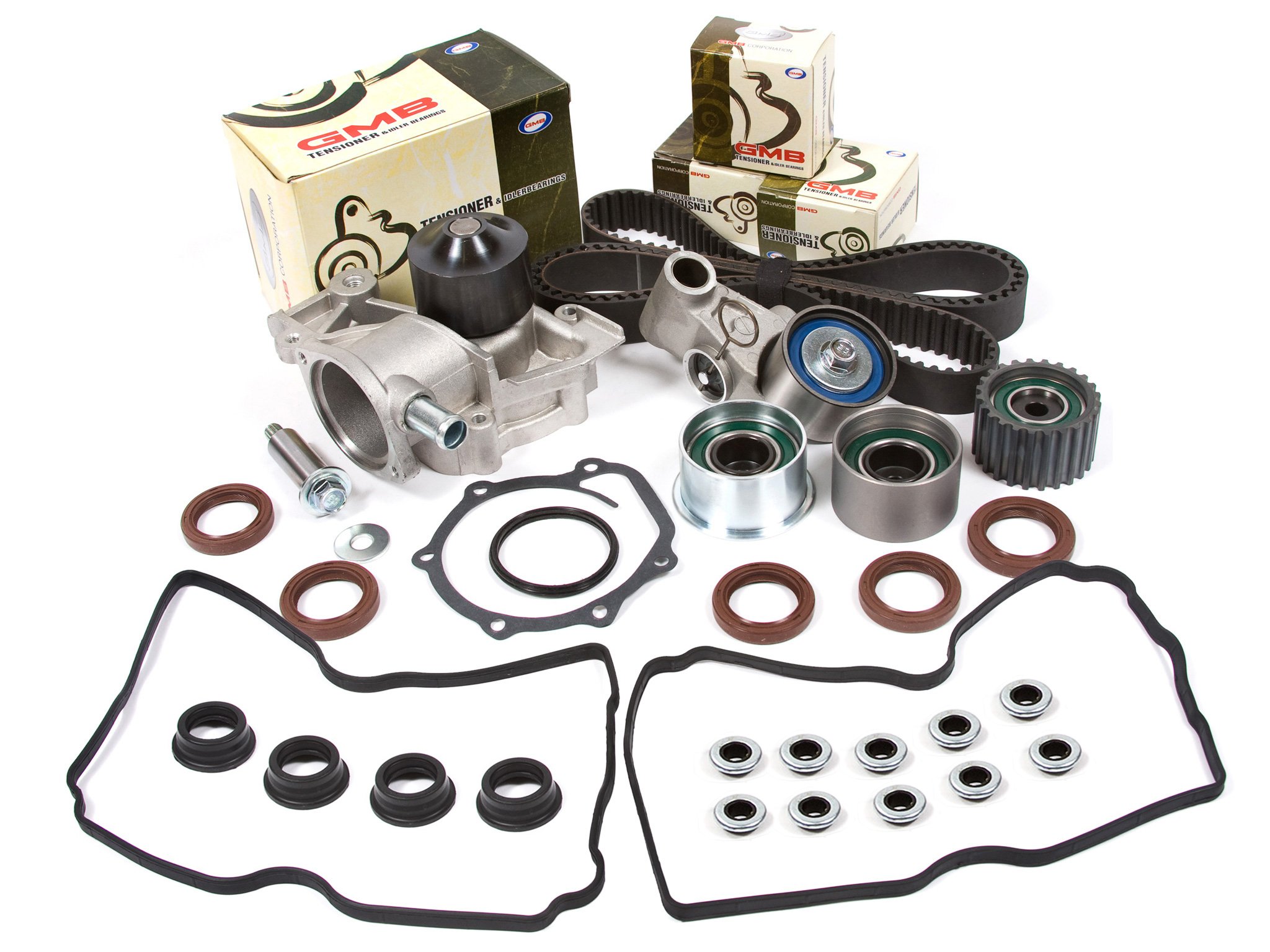 Evergreen TBK304VCT Timing Belt Kit for 99-05 Subaru Impreza/Legacy/Outback 2.2L & 2.5L SOHC EJ22 EJ25 Engines - Includes Valve Cover Gasket & Water Pump - Perfect for Engine Maintenance & Performance Upgrades