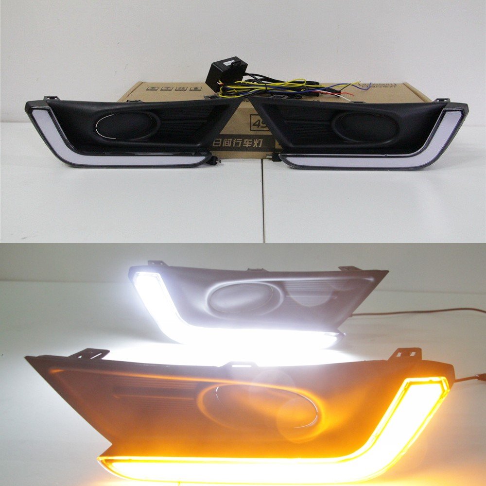 LED Daytime Running Lights for Honda CR-V CRV 2017-2020 Without Fog Lamp Version - Bright White LED DRL with Amber Turn Signals - Easy Installation & Enhanced Visibility for Daytime Safety Driving