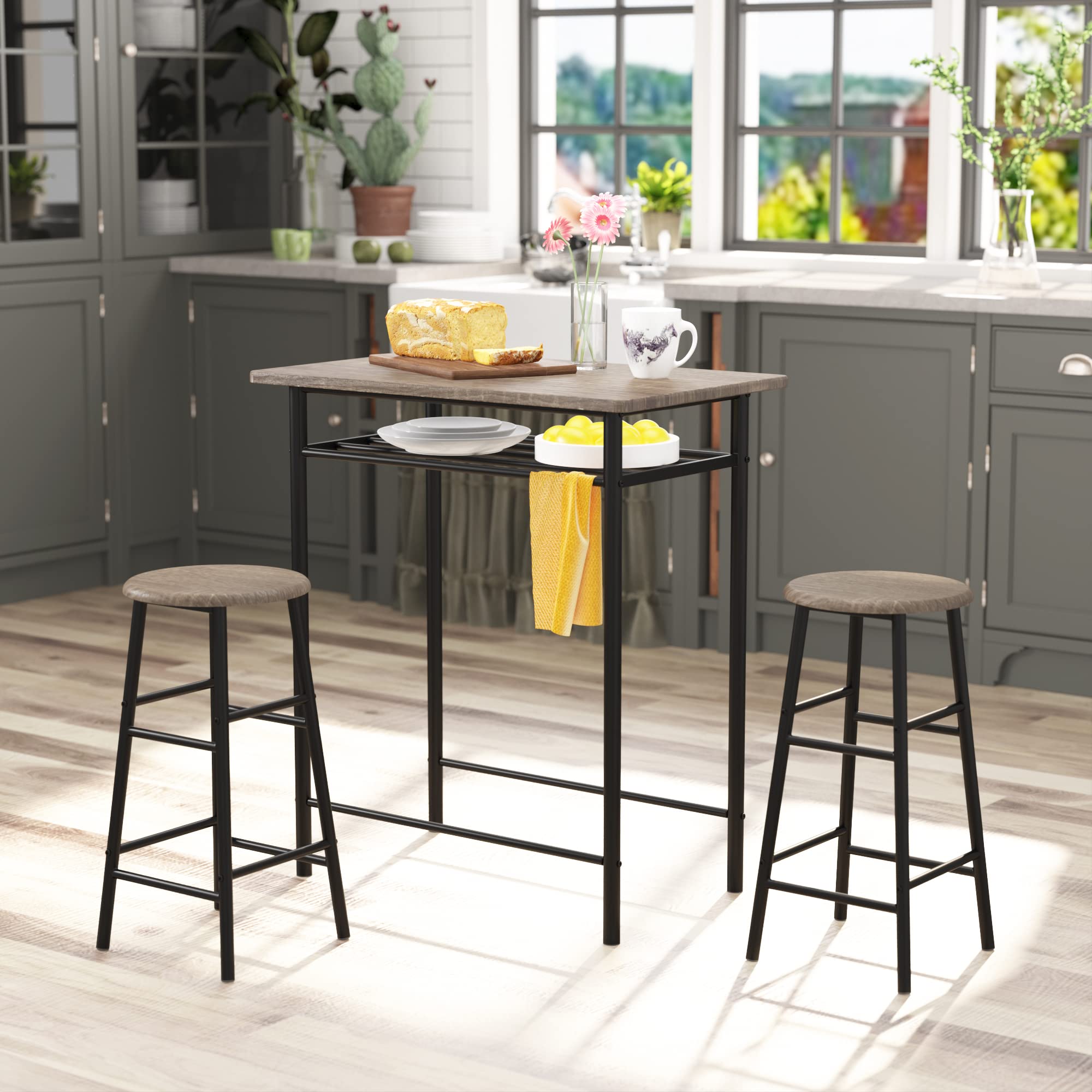 Weehom 2-Piece Bar Table Set with Stools - 36