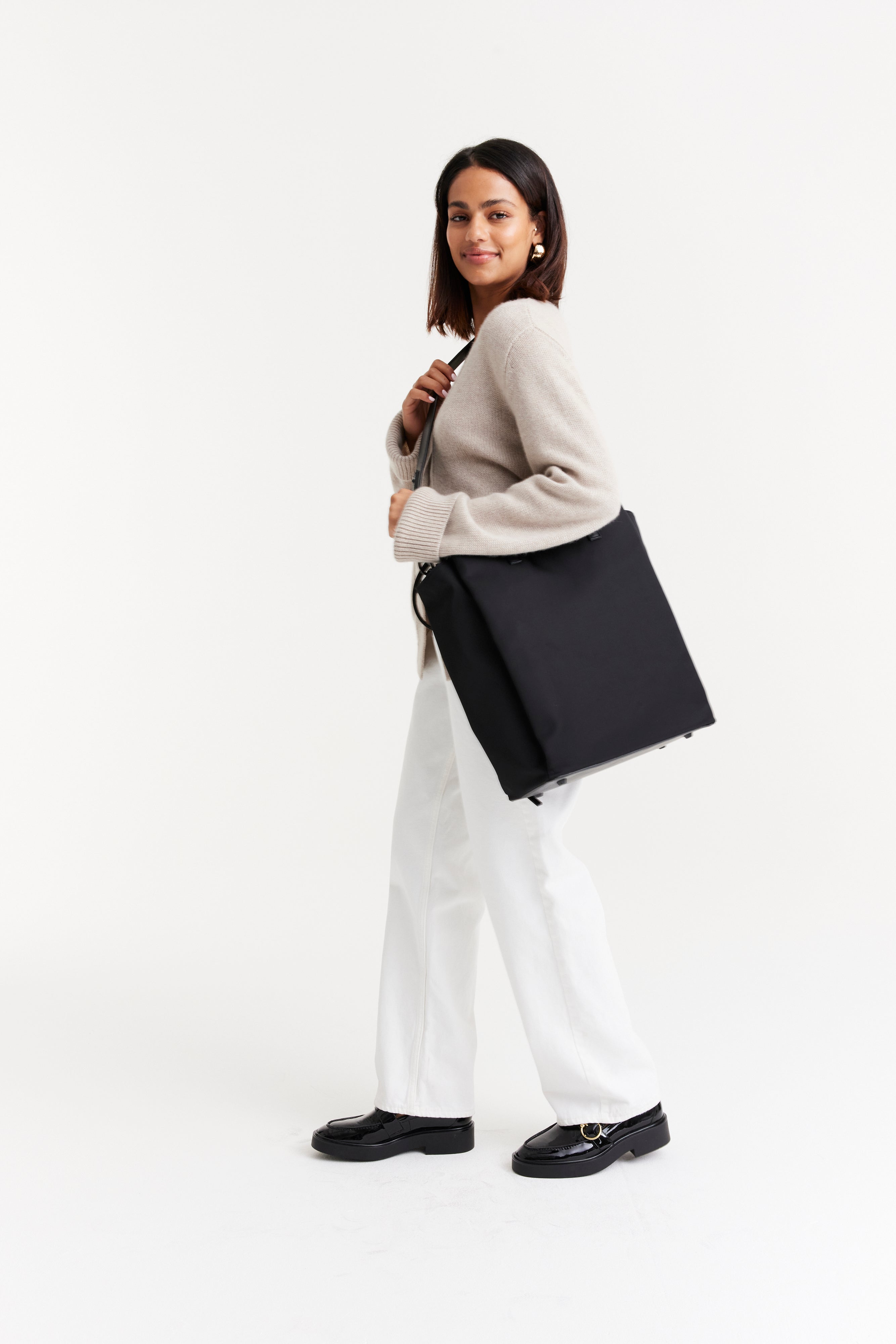Stylish Black Commuter Tote Bag for Women - Waterproof Work Tote with Laptop Pocket - Perfect for Office, Business Travel & Daily Use