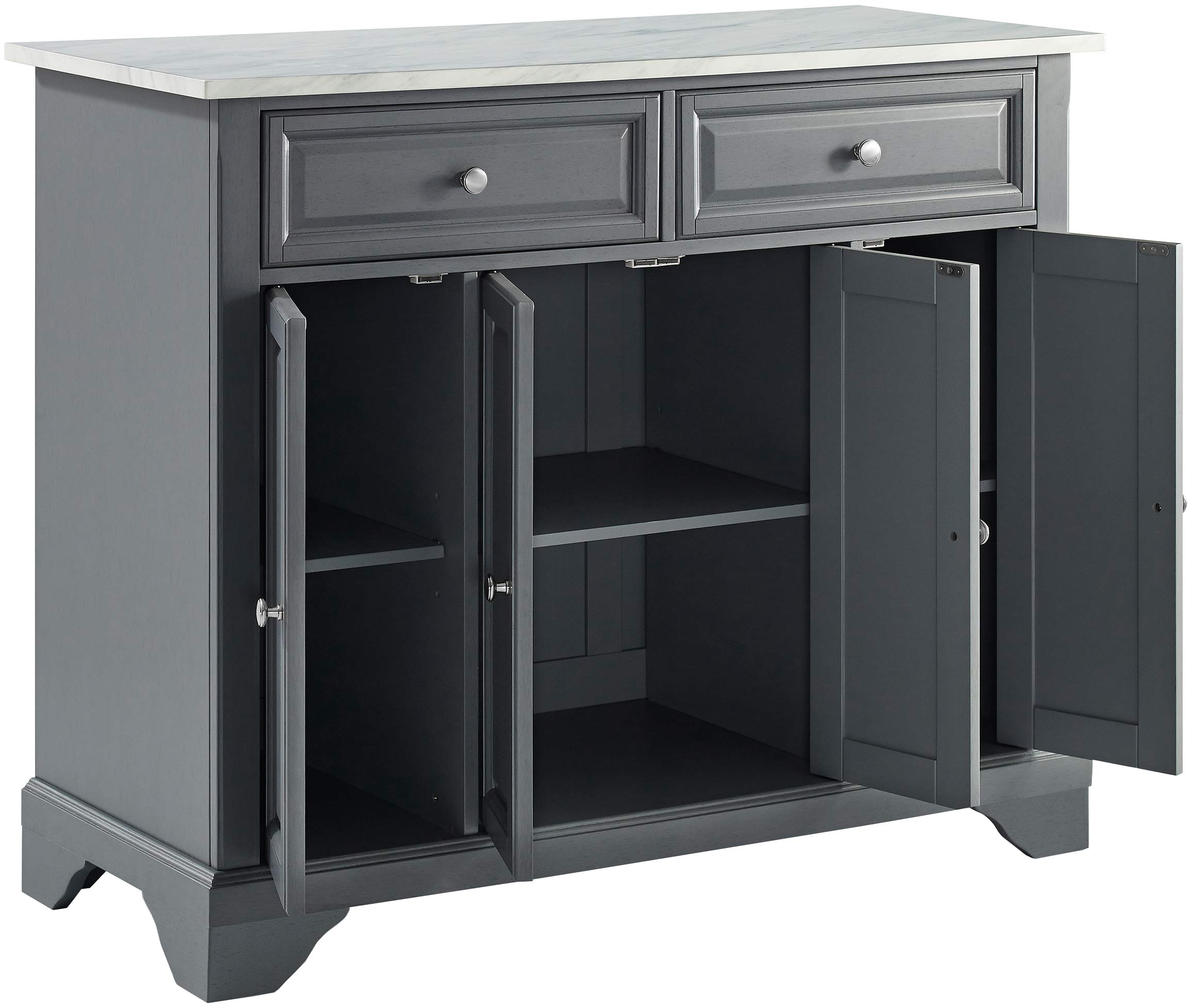 Crosley Avery Kitchen Island with Storage Shelves - Microwave Stand, Coffee Bar Station, Gray - Perfect for Small Kitchens, Breakfast Nooks & Home Bar Setups