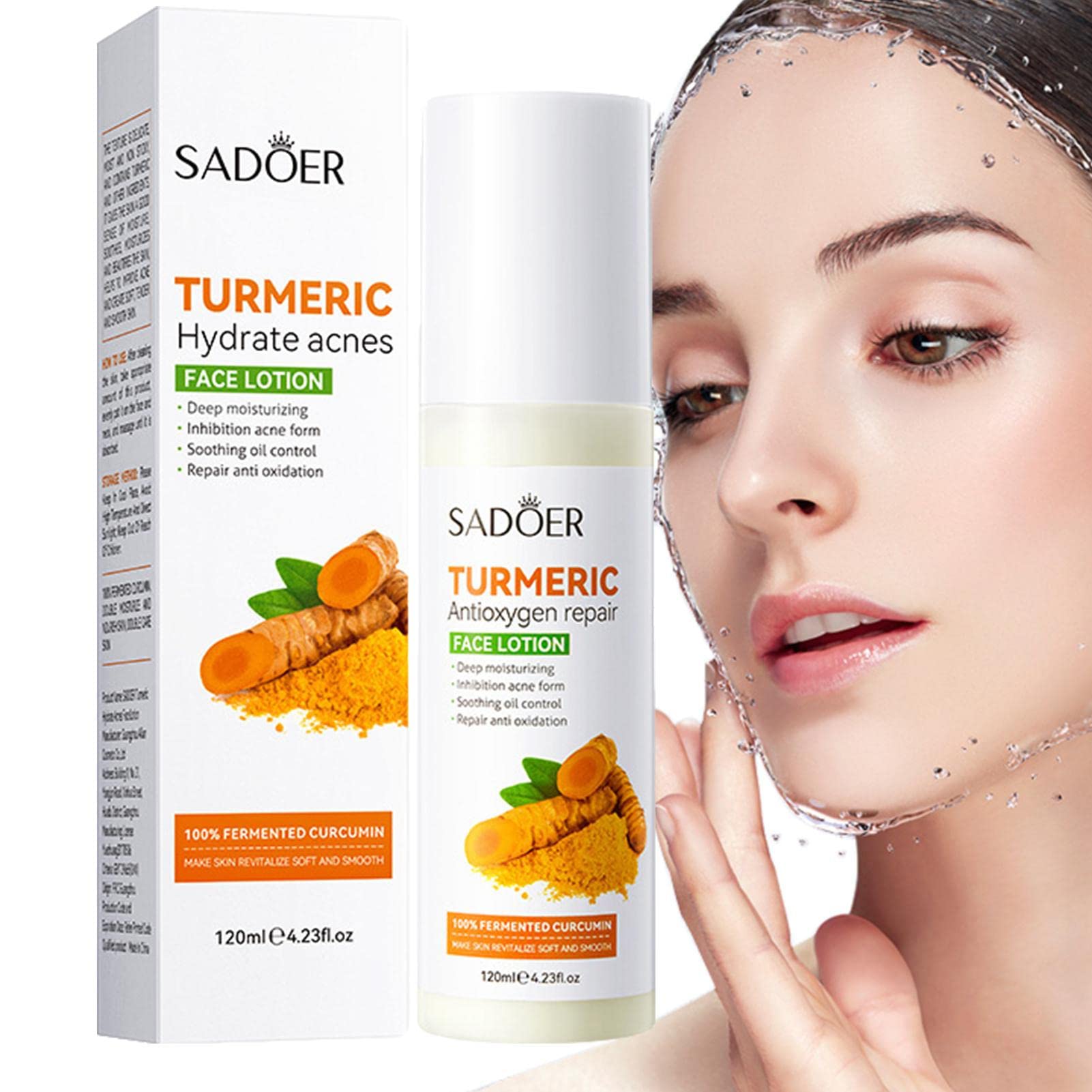 Qarido Turmeric Brightening Lotion for Face & Skin - 4.23 Fl Oz Dark Spot Corrector, Hydrating Skin Lightener with Turmeric Extract | Reduces Pores & Evens Skin Tone | Perfect for Daily Skincare Routine & Nighttime Spot Treatment