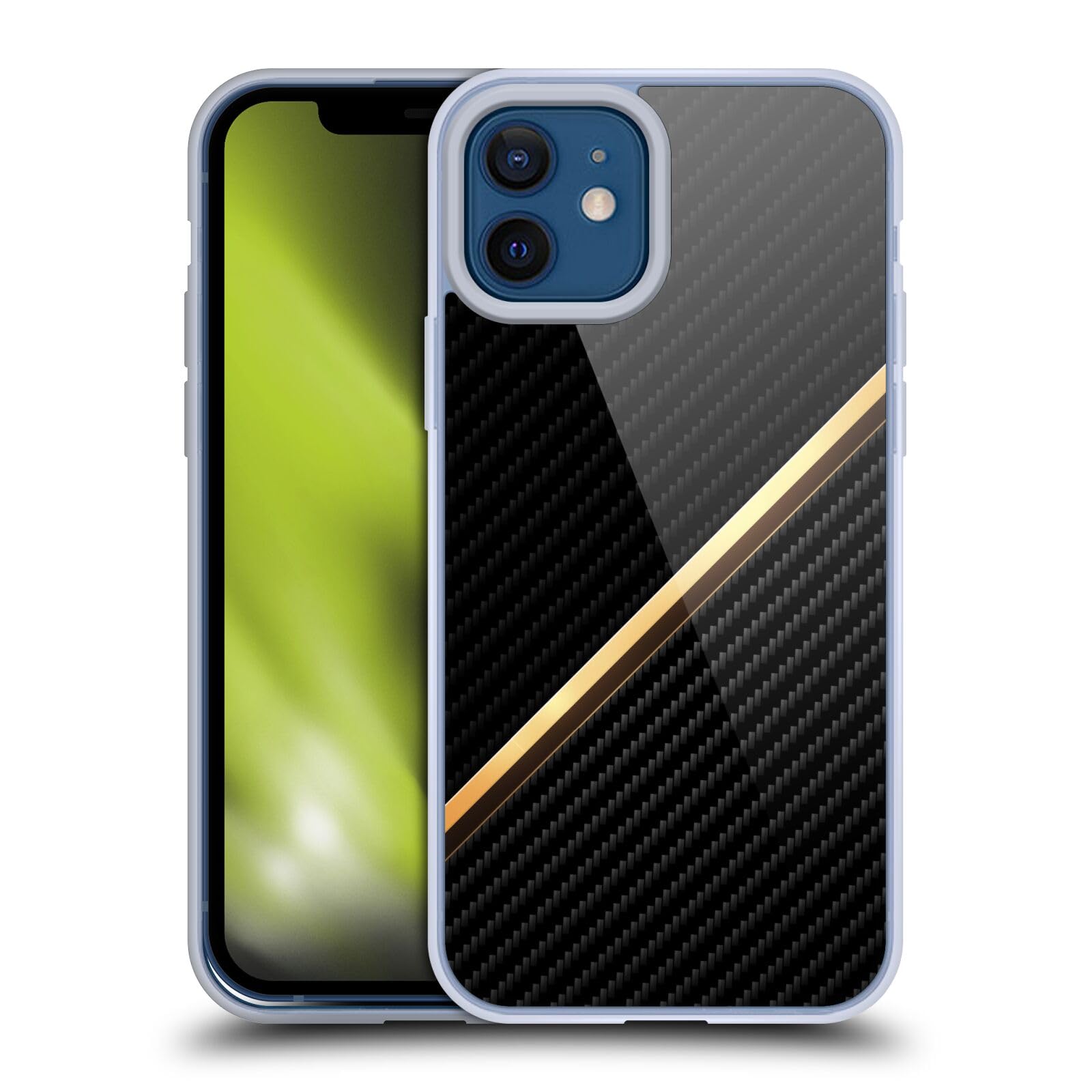 Official Alyn Spiller Gold Carbon Fiber Soft Gel Case for Apple iPhone 12/12 Pro - Slim Protective Cover with Anti-Slip Grip | Perfect for Everyday Use, Work & Travel