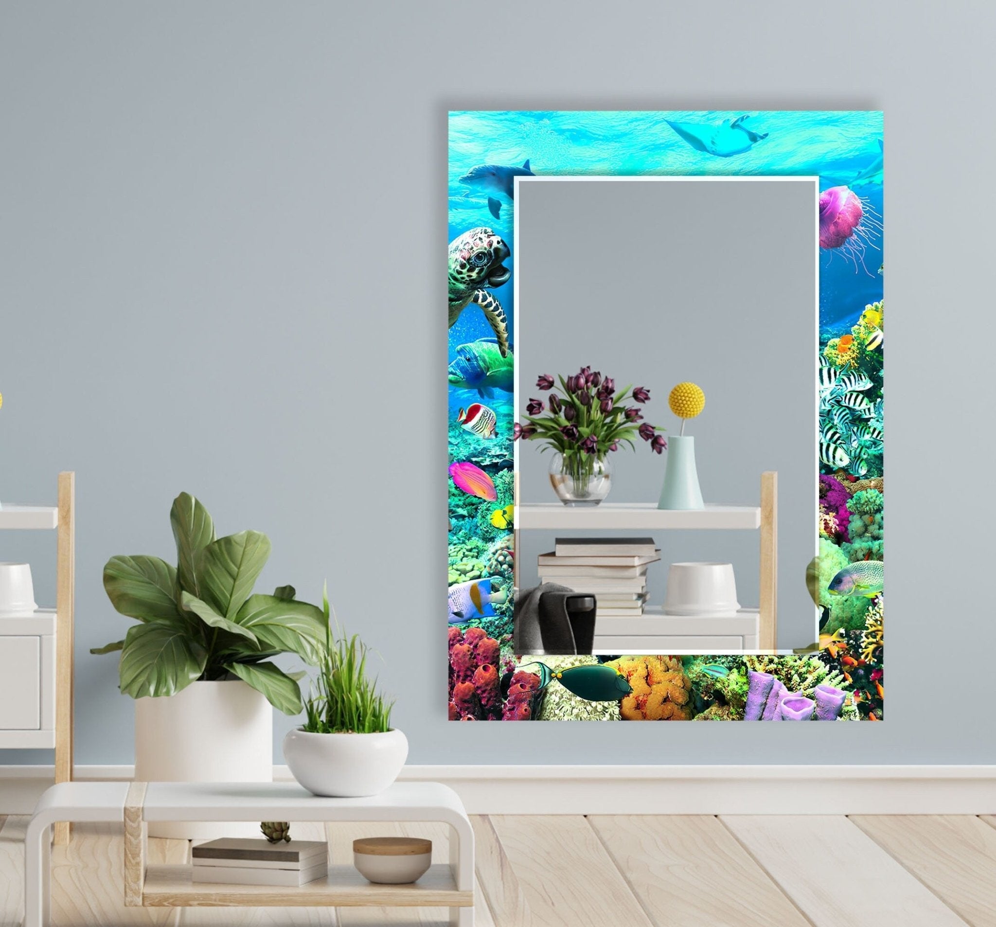 Stylish Aquarium Wall Mirror for Home & Office Decor - Enhance Your Space with a Unique Reflective Design