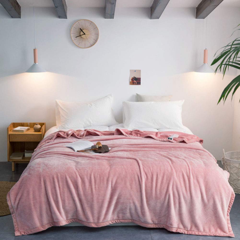 Soft Solid Color Flannel Fleece Throw Blanket - Ultra Plush Microfiber Sofa Blanket for Winter Warmth (Pink, 90x102 Inches) - Cozy Home Decor for Living Room, Bed & Couch