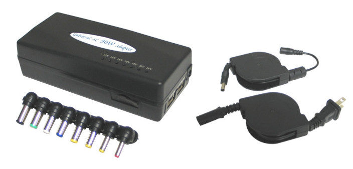OKGear Universal AC Power Adapter for Laptop and Monitor - 90W Multi-Voltage Charger with 8 Tips - Compatible with HP, Dell, Lenovo, Acer, Asus - Perfect for Travel, Office and Home Use