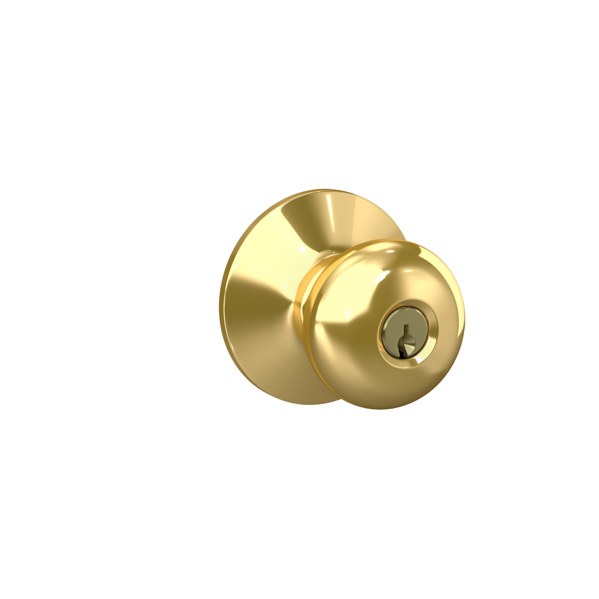 Schlage F51A PLY 605 Plymouth Keyed Entry Door Knob Lock - Bright Brass Finish for Home Security & Front Door Protection | Perfect for Residential Houses, Apartments & Office Buildings