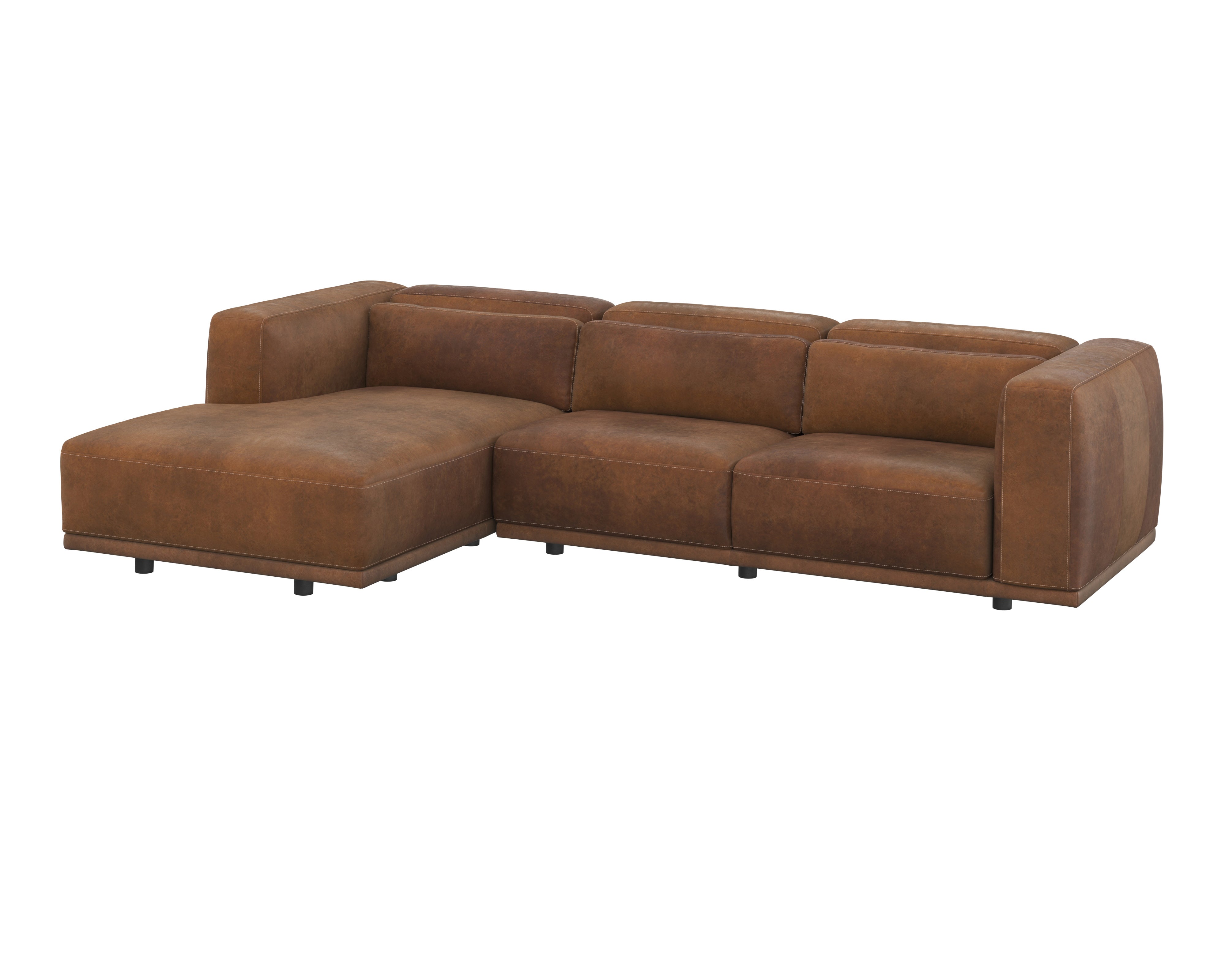 Beau Sofa Chaise in Luxurious Lucia Tobacco Leather - Modern Sectional Couch for Living Room, Lounge & Home Theater Seating