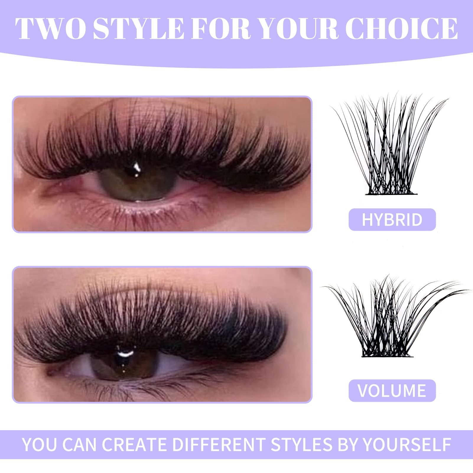 DIY Lash Clusters for Home Use - Ultra-Light Natural Fluffy Wispy Waterproof Anime Manga Cat Eye D Curl 12-16mm C3+C9 FD318 - Perfect for Cosplay, Daily Wear & Special Occasions