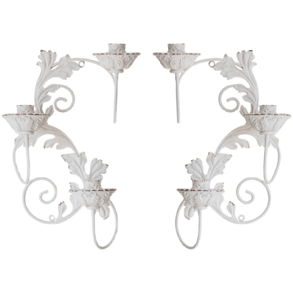 French Christmas Wrought Iron Candle Holder - Creative Wall Hanging Candle Sconce for Home Decor | Vintage Romantic Candlestick for Fireplace, Dining Table & Cozy Winter Nights
