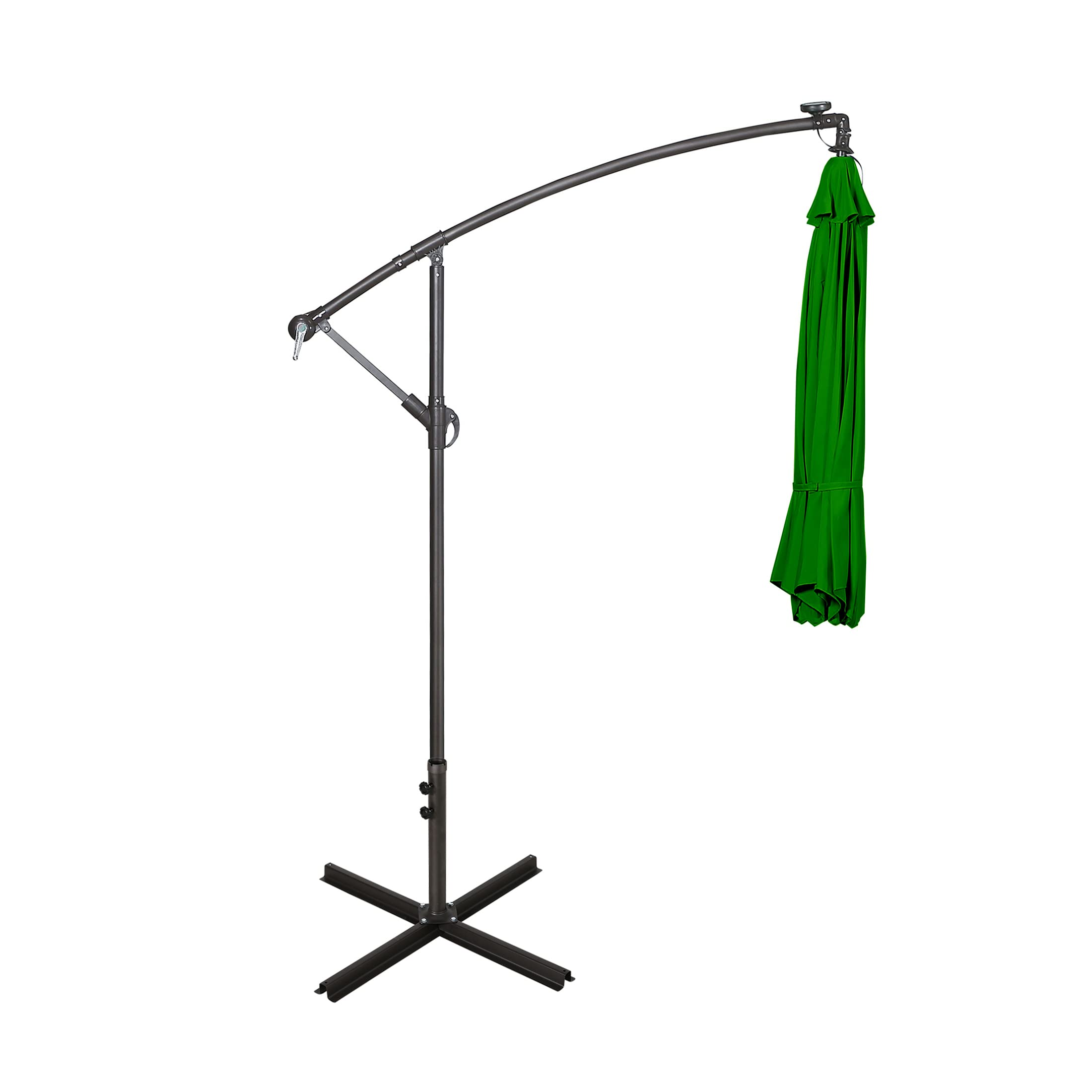 WO Home Furniture 10ft Cantilever Patio LED Umbrella Set of 2 PCS with Stand Kit - Dark Green Outdoor Lighting for Garden, Poolside & Backyard Relaxation