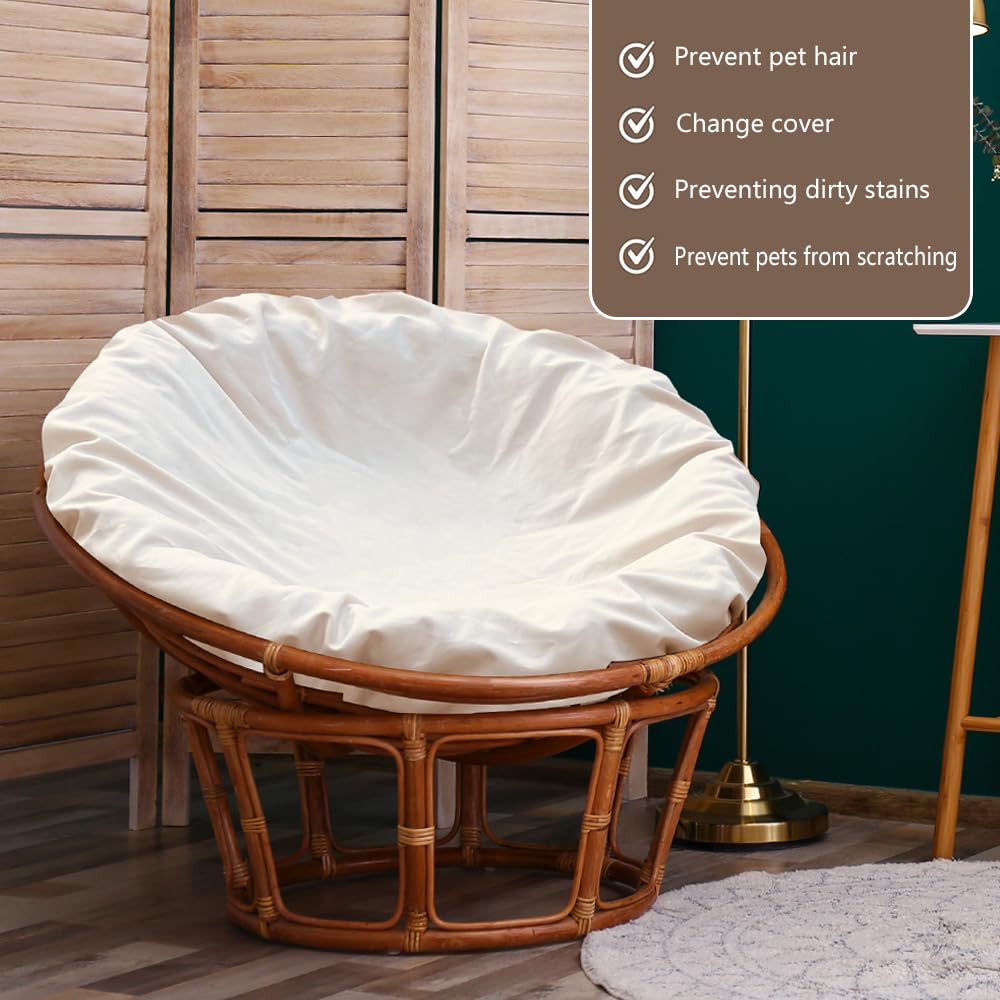 Water Resistant Papasan Chair Cushion Cover - Soft Machine Washable Outdoor/Indoor Round Egg Chair Cover (50in, Khaki) | Durable & Skin-Friendly for Patio, Sunroom & Nursery Decor