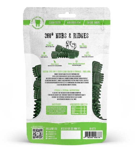 Absolute Holistic Petite Dental Dog Chews - Kale Flavor | Natural Teeth Cleaning Treats for Small Dogs | Perfect for Training Rewards & Oral Care