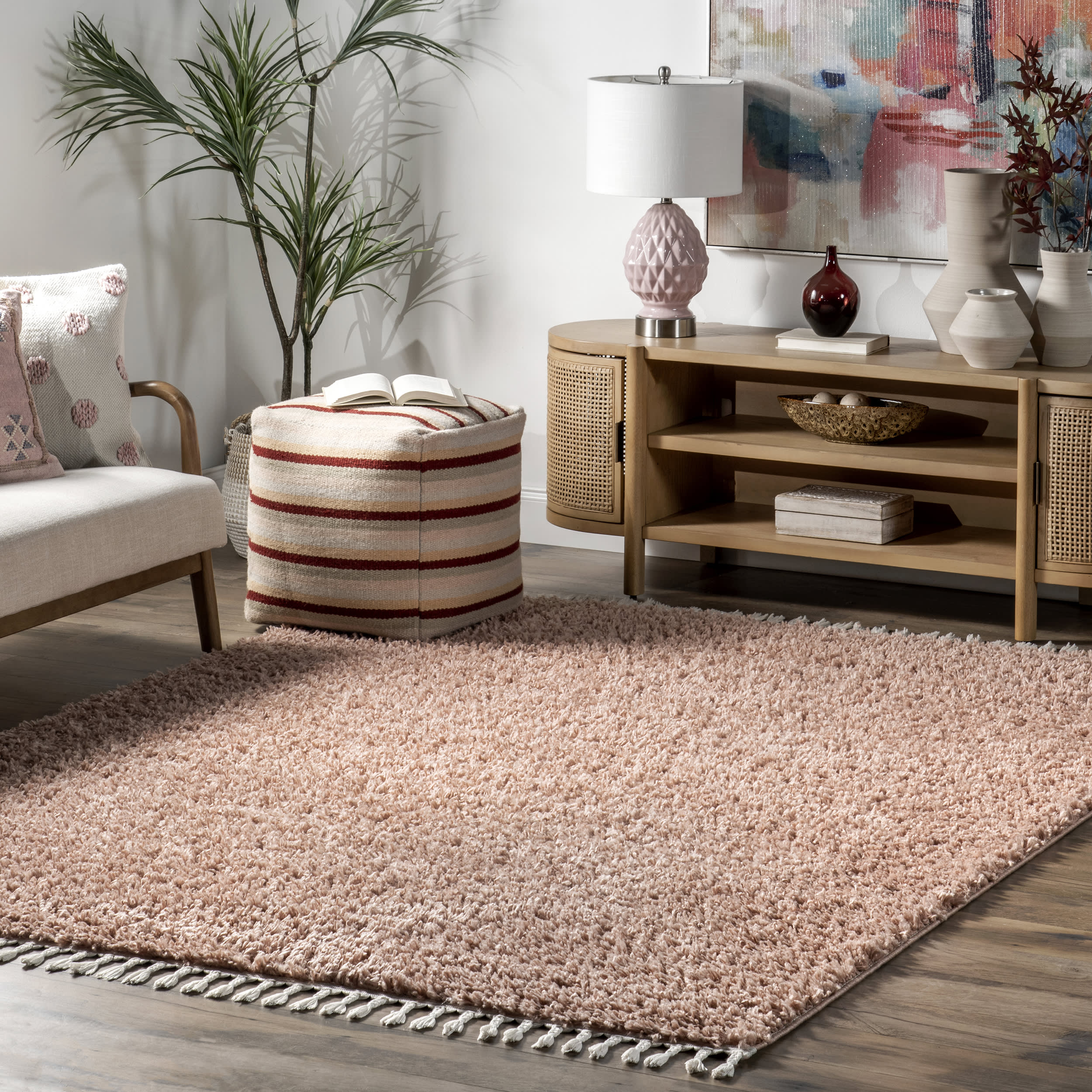 Luxury Blush Shag Rug - Ultra Soft & Plush Dream Solid Carpet for Living Room, Bedroom - Perfect for Cozy Home Decor & Relaxation
