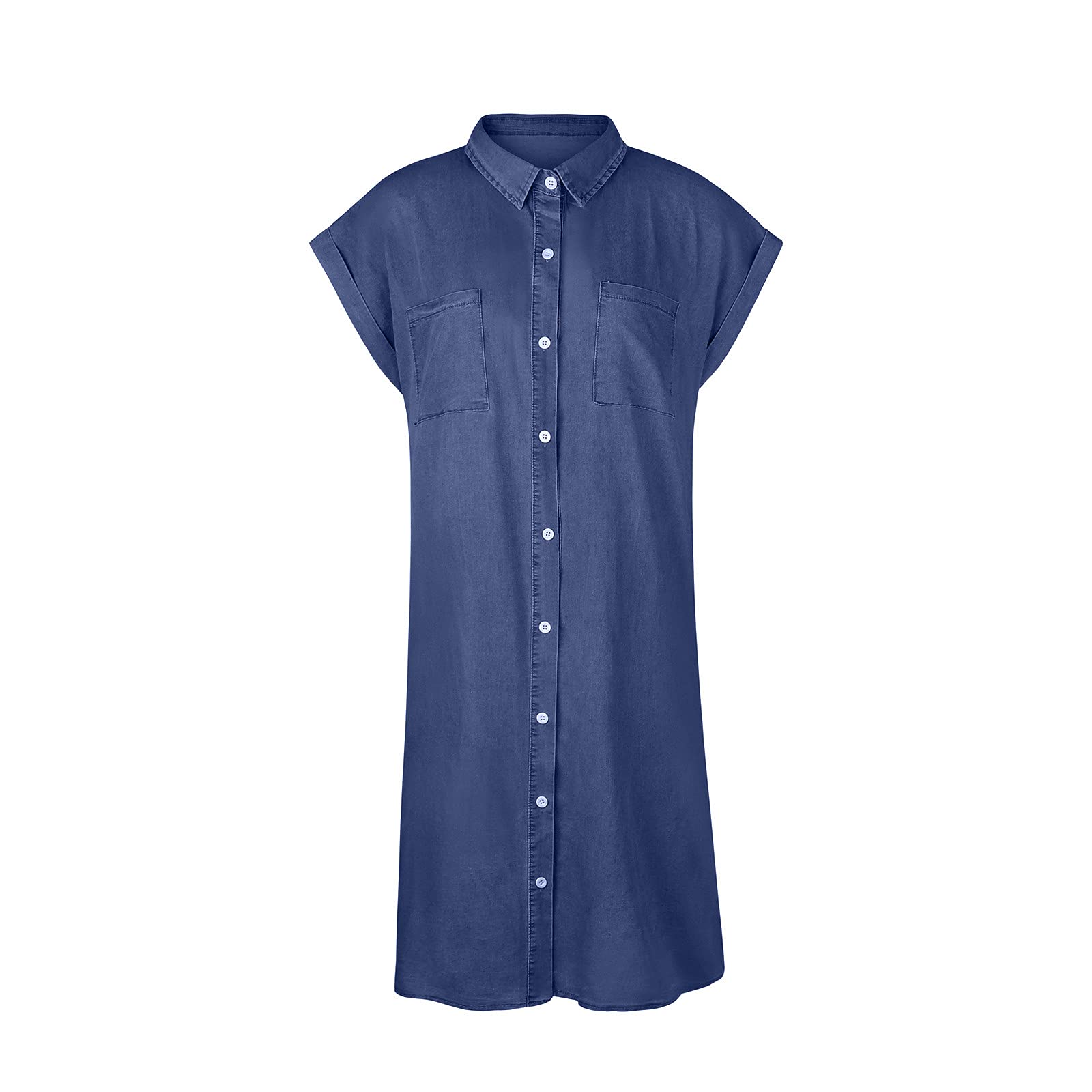 Sexy Denim Shirt Dress for Women - Short Sleeve Button Down Jean Tunic Top | Casual Summer Sun Dress for Beach, Date Night & Weekend Outings