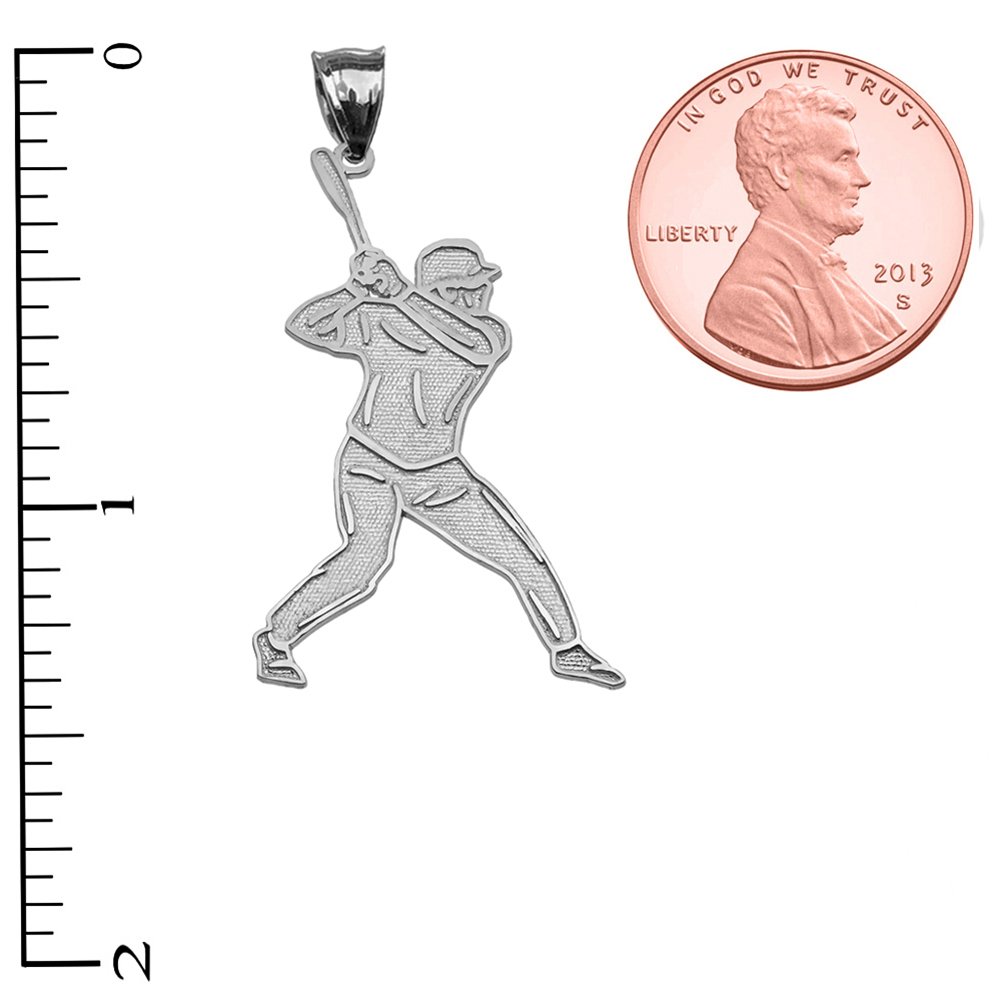 14K White Gold Baseball Player Pendant Necklace for Men - Elegant Sports Jewelry Gift for Athletes & Fans - Perfect for Games, Gifts & Everyday Wear