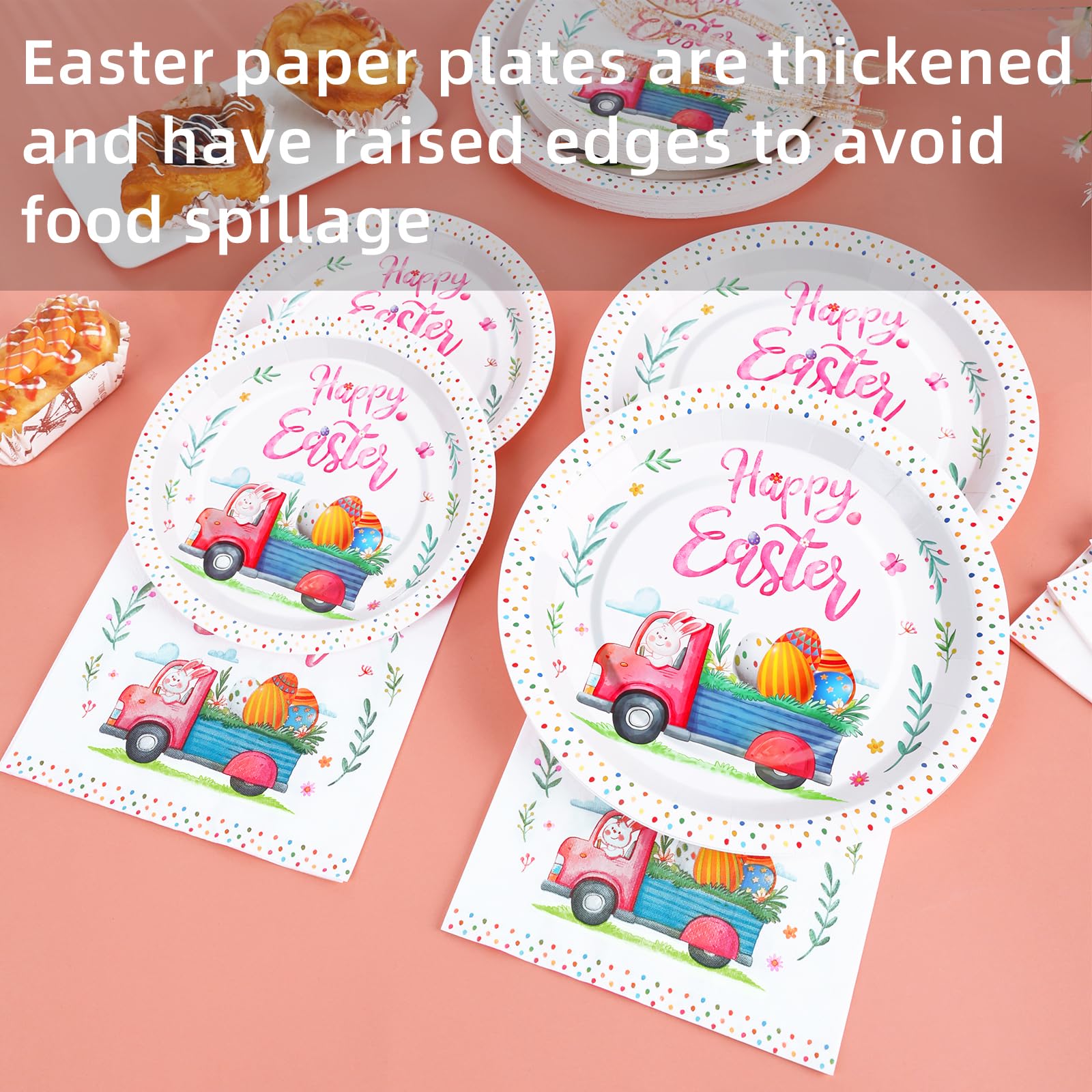 150-Piece Easter Paper Plates and Napkins Set - Bunny Themed Spring Party Supplies for 25 Guests | Perfect for Easter Celebrations, Baby Showers & Spring Gatherings
