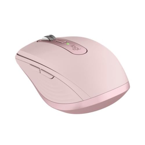 Logitech MX Anywhere 3 Wireless Mouse - Compact Ergonomic Design, 4000 DPI, Bluetooth/USB - Rose Pink + 4-Port USB Hub Bundle - Perfect for Travel, Office & Home Workspace