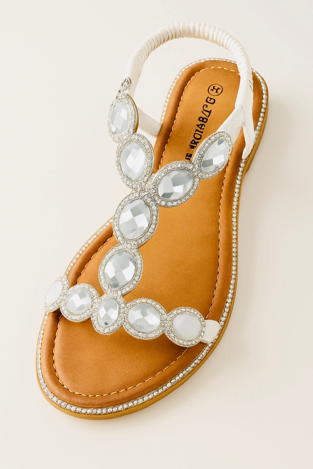 Jemimah Jewels Women's White Sandals - Comfortable Summer Beach Flip Flops for Outdoor Walking and Vacation