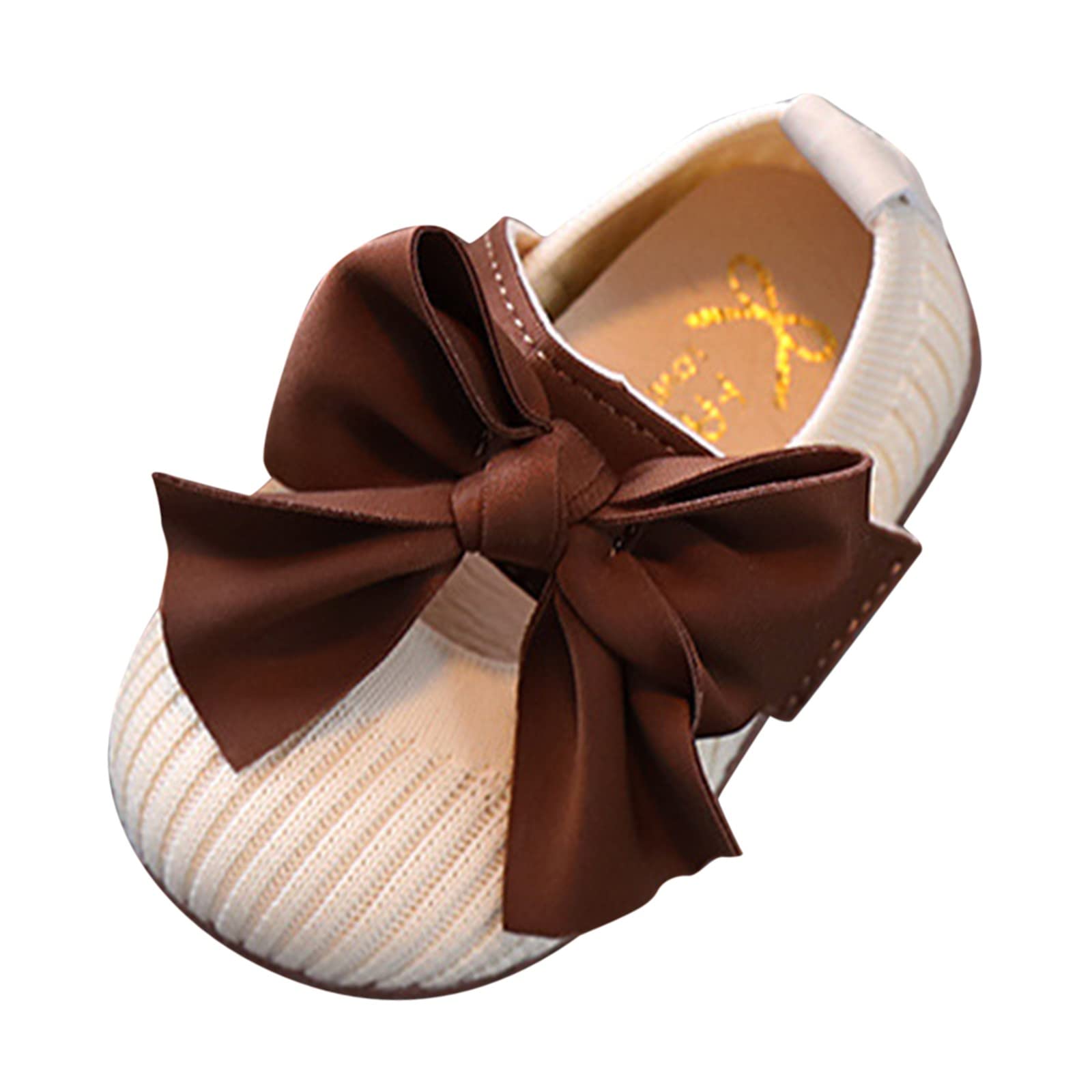 Lykmera Soft Soled Baby Shoes for Girls 12-18 Months - Comfortable Toddler Princess Shoes for First Walkers, Beige Size 6 | Perfect for Indoor Play, Outdoor Adventures & Special Occasions