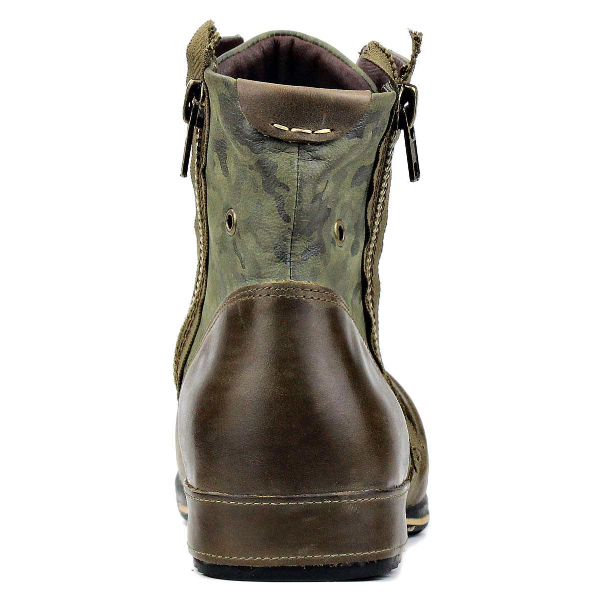 OSSTONE Men's Fashion Moto Boots - Leather Chukka Boots with Zipper, Casual Shoes OS-5008-8-US | Perfect for Motorcycle Riding, Outdoor Adventures & Everyday Wear
