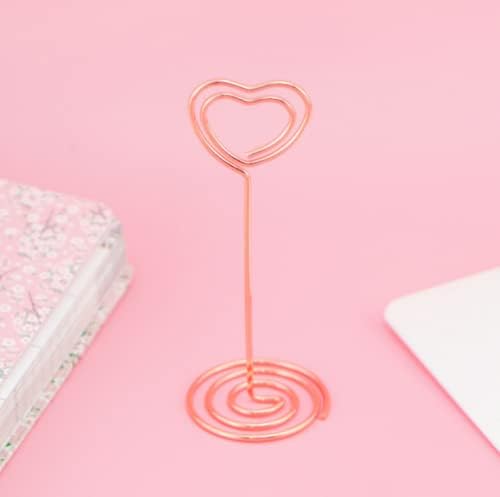 10 Pack Heart Shaped Table Number Card Holders - Rose Gold Photo Stands for Wedding, Birthday, Christmas Party Decorations - Perfect for Place Cards, Menu Clips, Office Desk Memo Notes & Holiday Decor