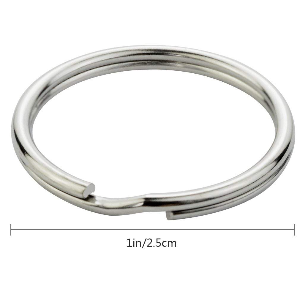 25mm Split Ring Keychains - 100 Pack Metal Keyrings for Keys, Lanyards & Crafts