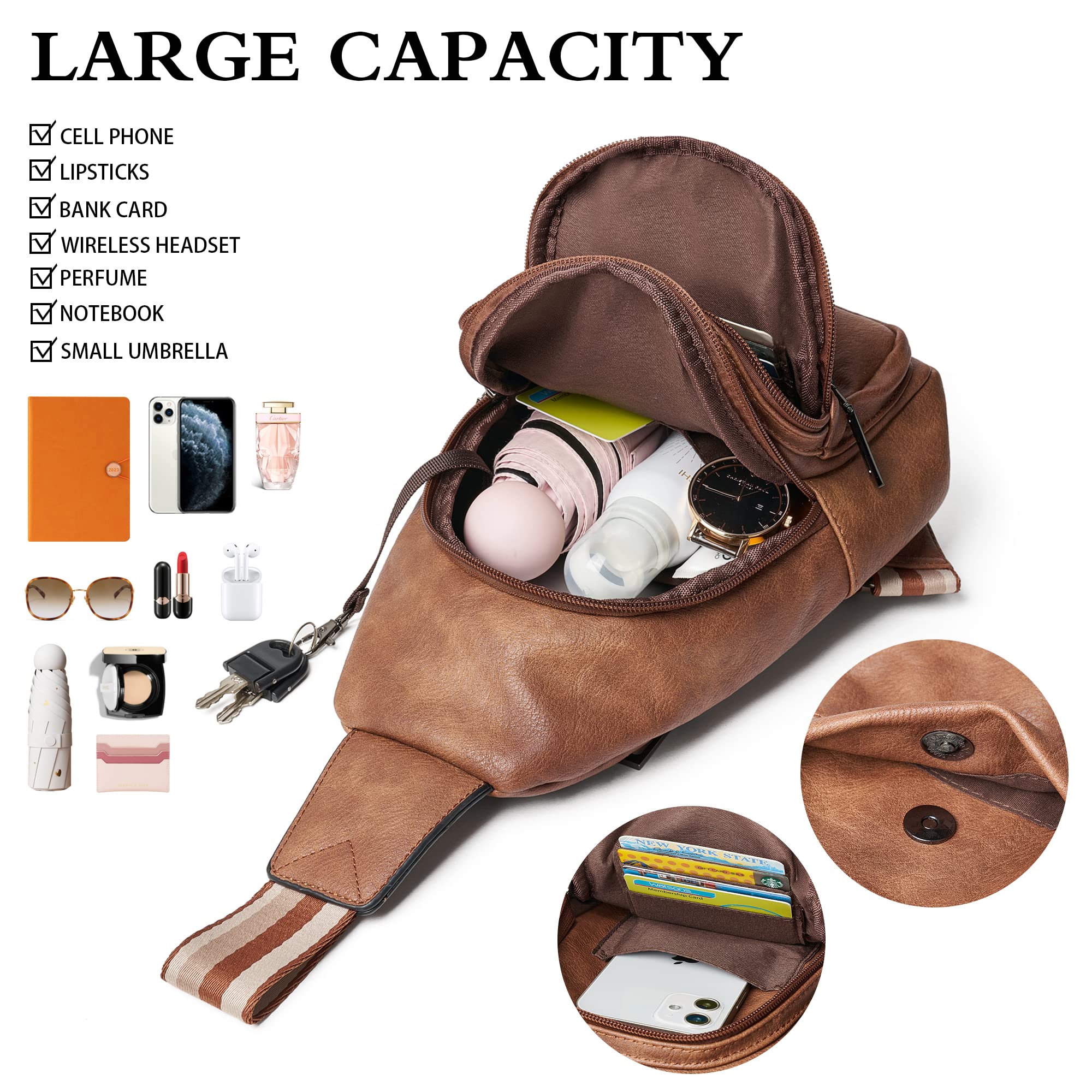 Women's Crossbody Sling Bag - Adjustable Fanny Pack Chest Bag for Travel, Shopping & Outdoor Activities | Lightweight & Hands-Free Purse