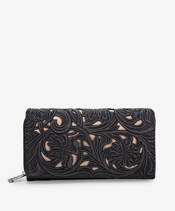 Trinity Ranch Genuine Leather Tooled Wallet for Men - Western Style Bifold Wallet with RFID Protection - Perfect for Cowboy Boots, Rodeo & Everyday Use