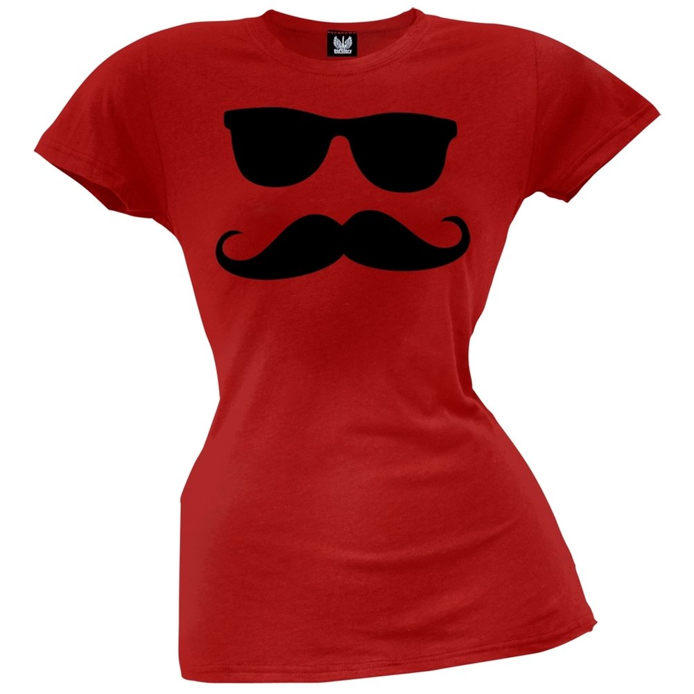 Mustache Man Juniors Red Graphic T-Shirt - Medium Size for Boys & Teens | Casual Wear, School Outfits & Everyday Fashion